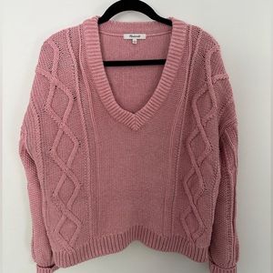 cropped pink sweater, thick & cozy!